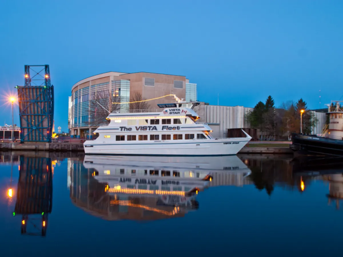 a large ship in the water