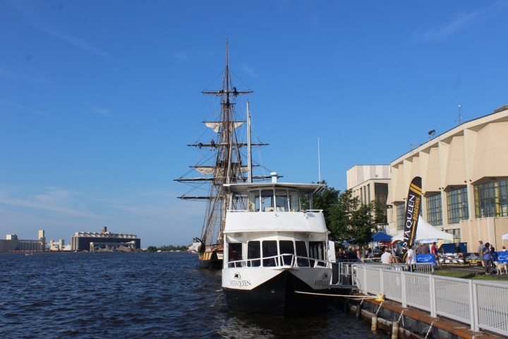 a large ship in the water